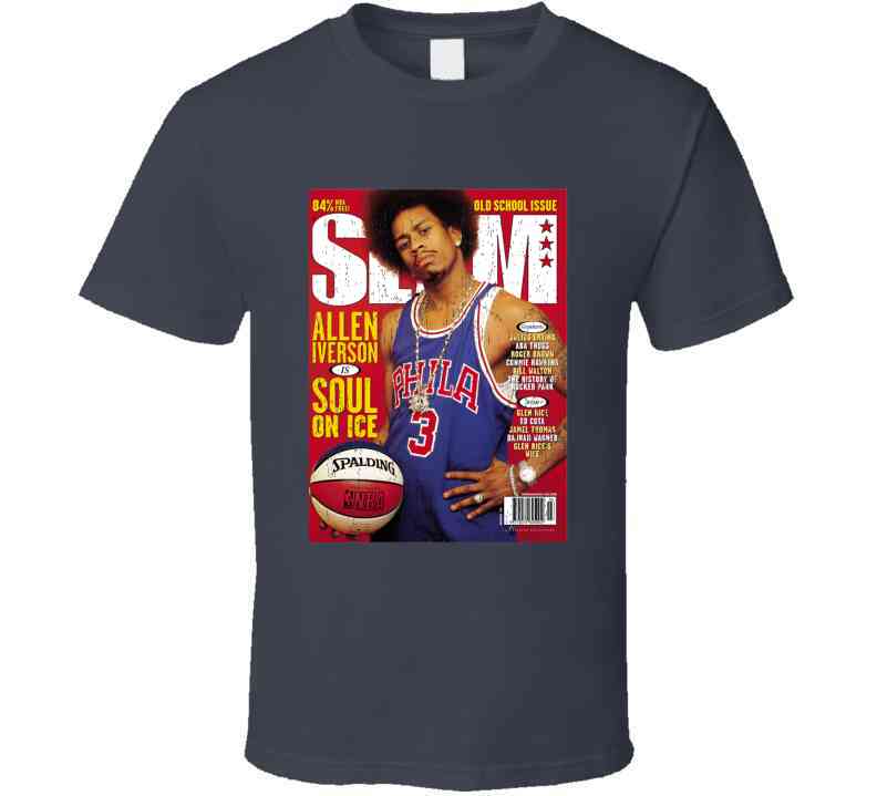 Slam Magazine Issue 32 Allen Iverson Popular Basketball Magazine Grunge Look Cool T Shirt