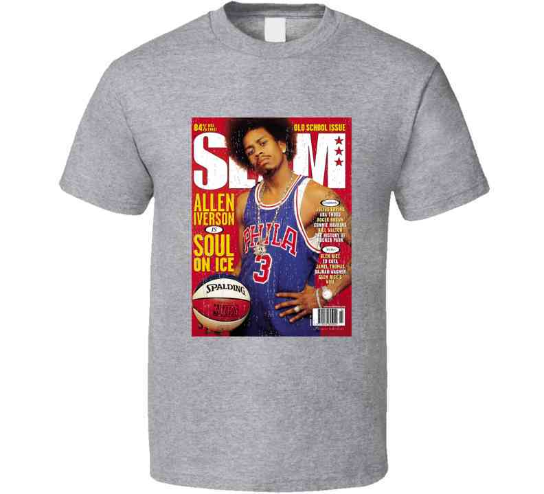 Slam Magazine Issue 32 Allen Iverson Popular Basketball Magazine Grunge Look Cool T Shirt