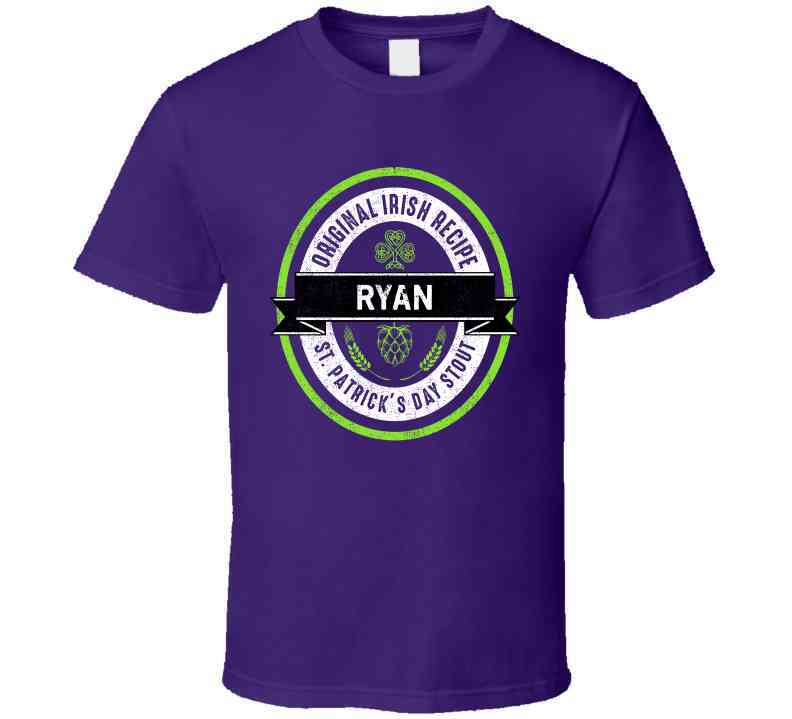 Ryan Beer Stout Label Drink Irish Name St Patricks Day Cool T Shirt