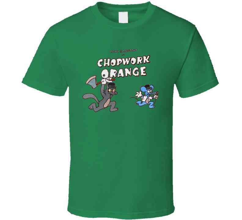 Itchy And Scratchy In Chopwork Orange Clockwork Parody Cool T Shirt