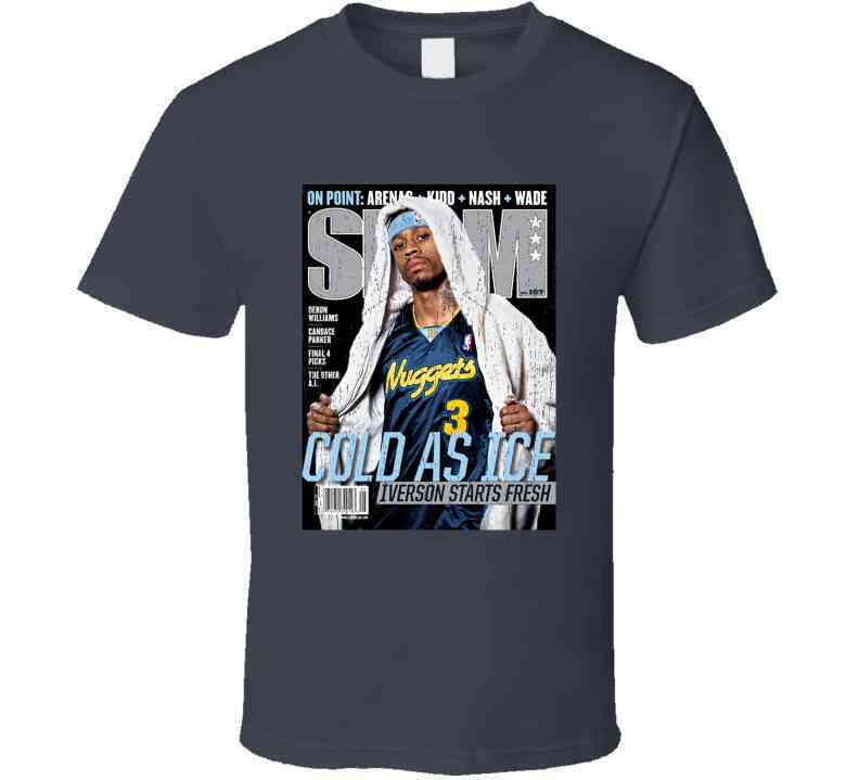Slam Magazine Issue 107 Allen Iverson Popular Basketball Magazine Grunge Look Cool T Shirt