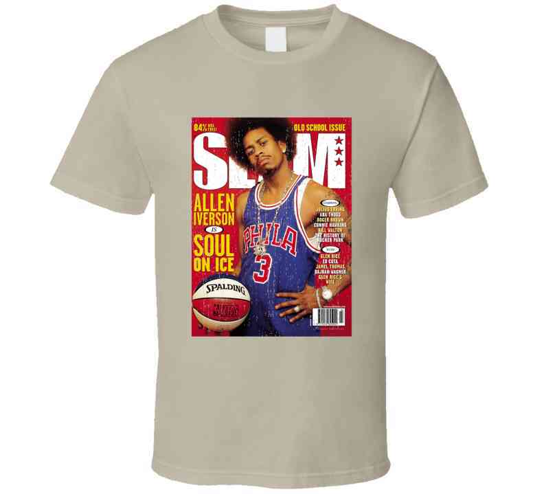 Slam Magazine Issue 32 Allen Iverson Popular Basketball Magazine Grunge Look Cool T Shirt