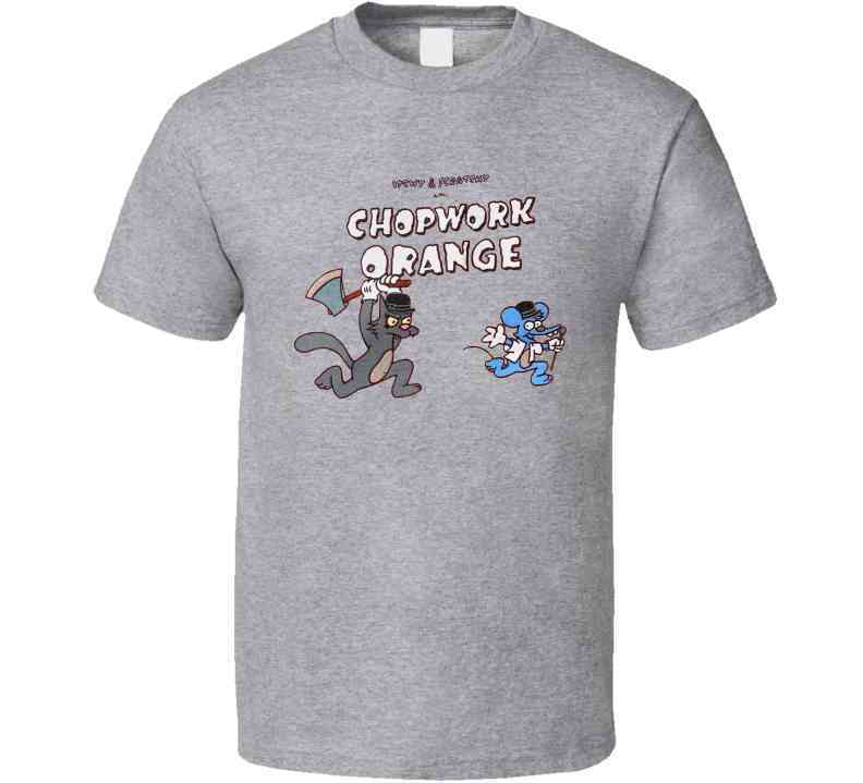 Itchy And Scratchy In Chopwork Orange Clockwork Parody Cool T Shirt