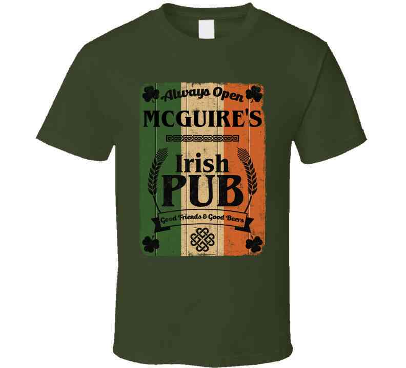 Mcguire Irish Pub Sign Custom St Patricks Day Last Name Ireland Pride Cool T Shirt